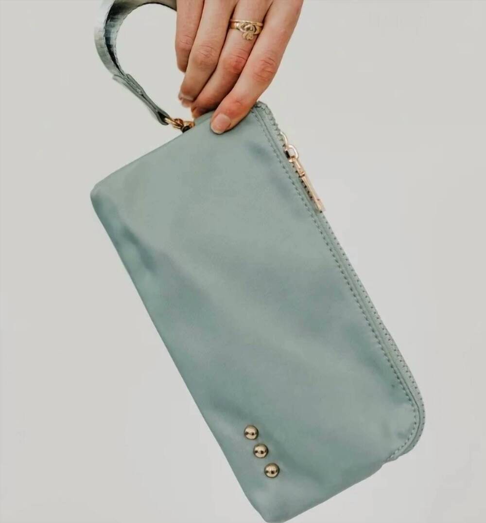 NEW PRETTY SIMPLE women's cove double zip wristlet wallet in gray